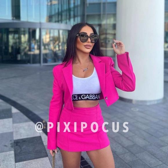 ZARA [ 2 PIECE ] SKIRT SUIT / BLAZER SET FUCHSIA PINK - Picture 7 of 16